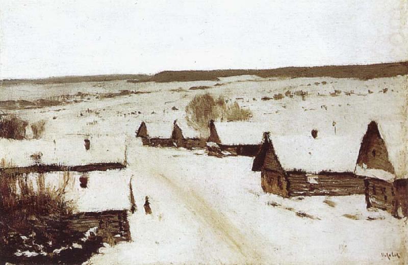 Isaac Levitan Village,Winter china oil painting image